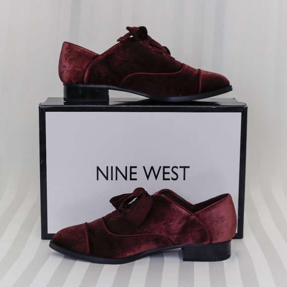 Nine West Shoes - Wine Colored Velvet Oxfords